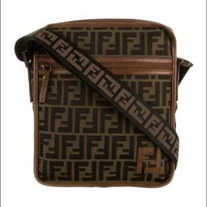 Fendi Leather-Trimmed Zucca Messenger Bag